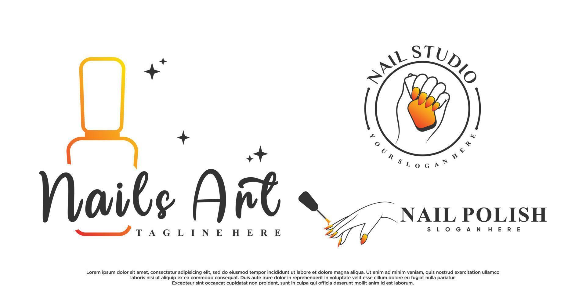 Set of nail logo design for beauty salon with modern conecpt Premium Vector