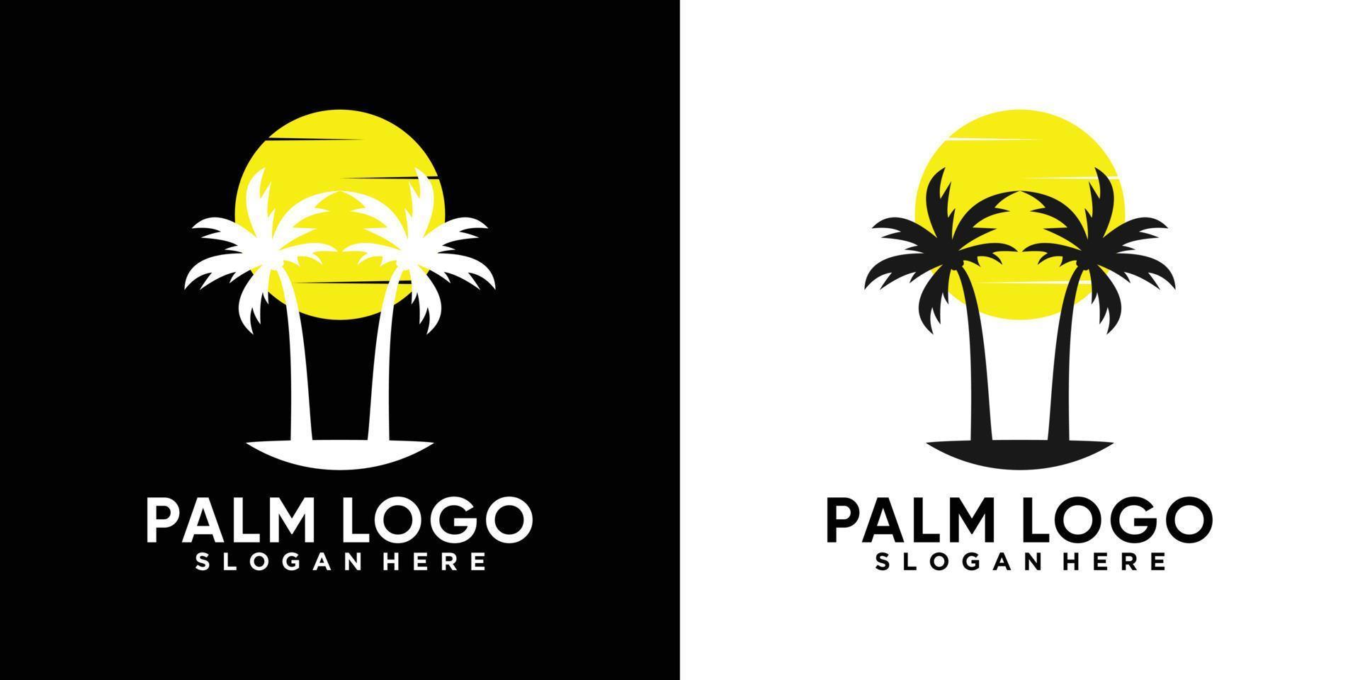 palm logo design with stlye and creative concept vector