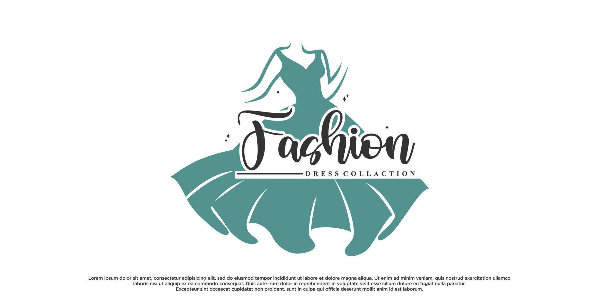 Fashion logo design with dress fashion Premium Vector