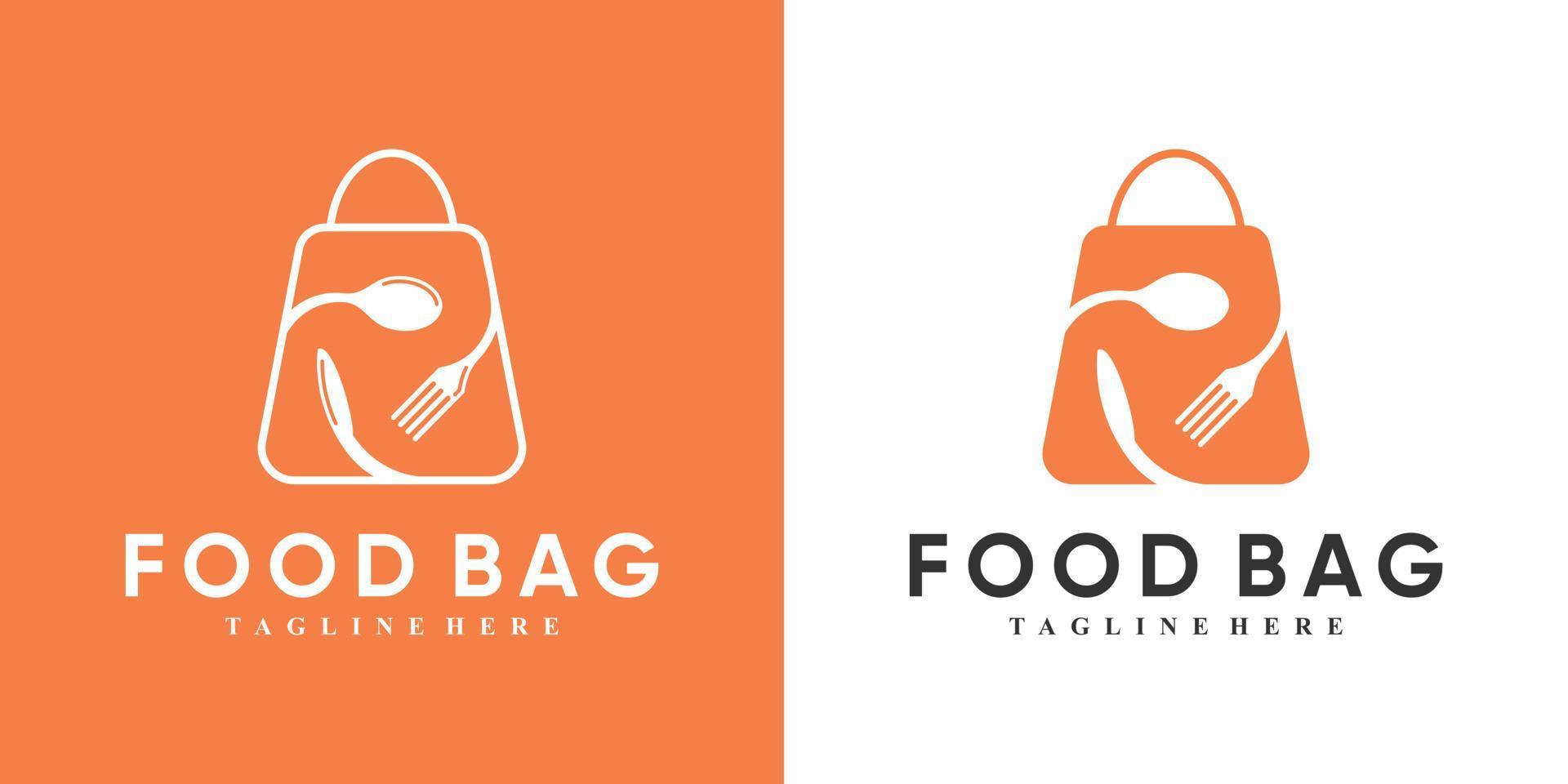 food and bag logo design with unique concept Premium Vector