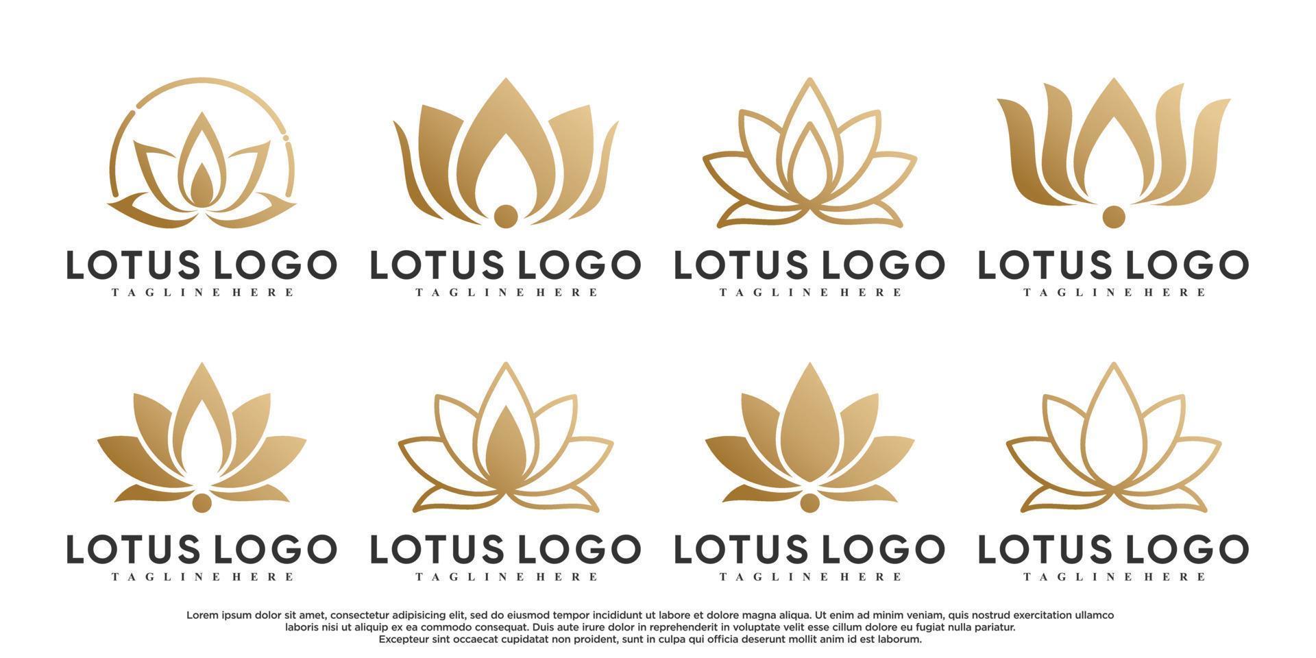 Lotus flower icon set logo design with unique concept Premium Vector