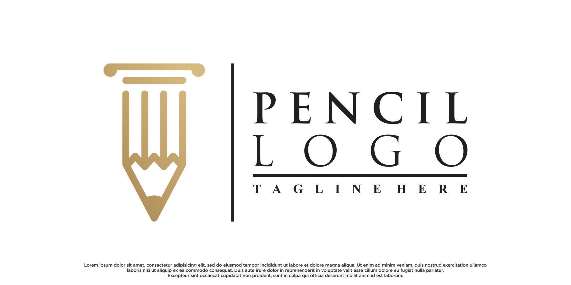 Pencil logo design with creative concept Premium Vector