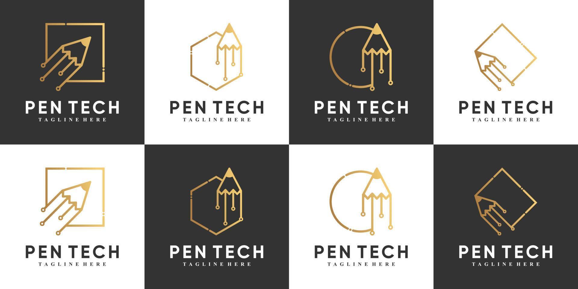 Pencil icon set logo design with creative concept Premium Vector