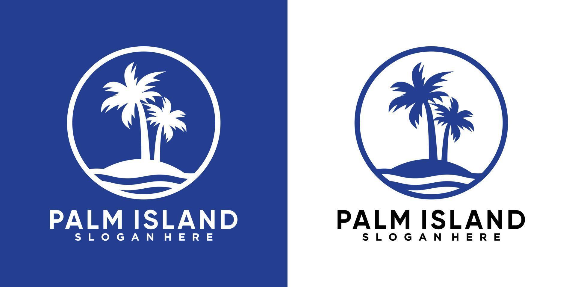 diseño del logo de palm island con estilo y concepto creativo vector