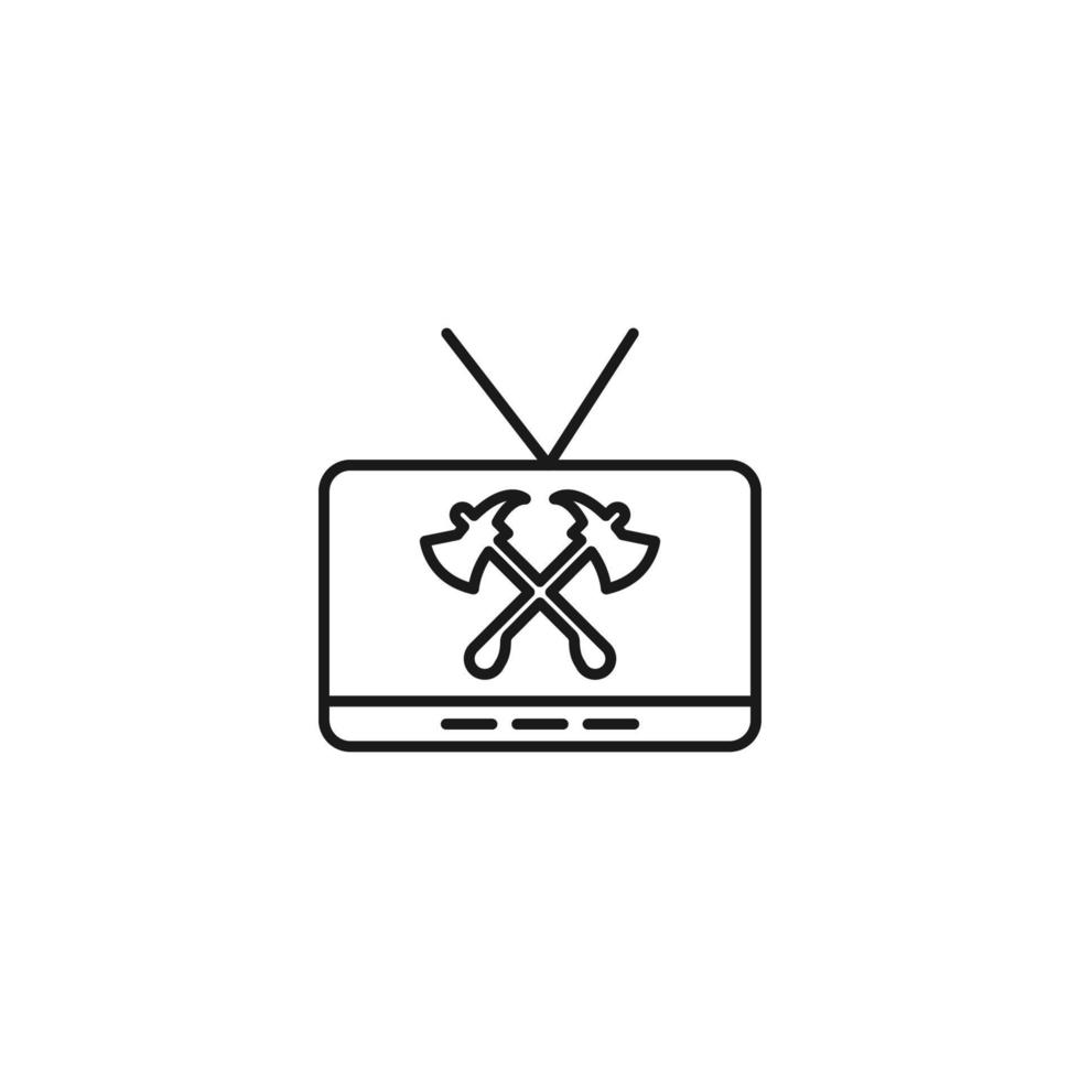 Television, tv set, tv show concept. Vector sign drawn in flat style. Suitable for sites, articles, books, apps. Editable stroke. Line icon of crossed axes on tv screen