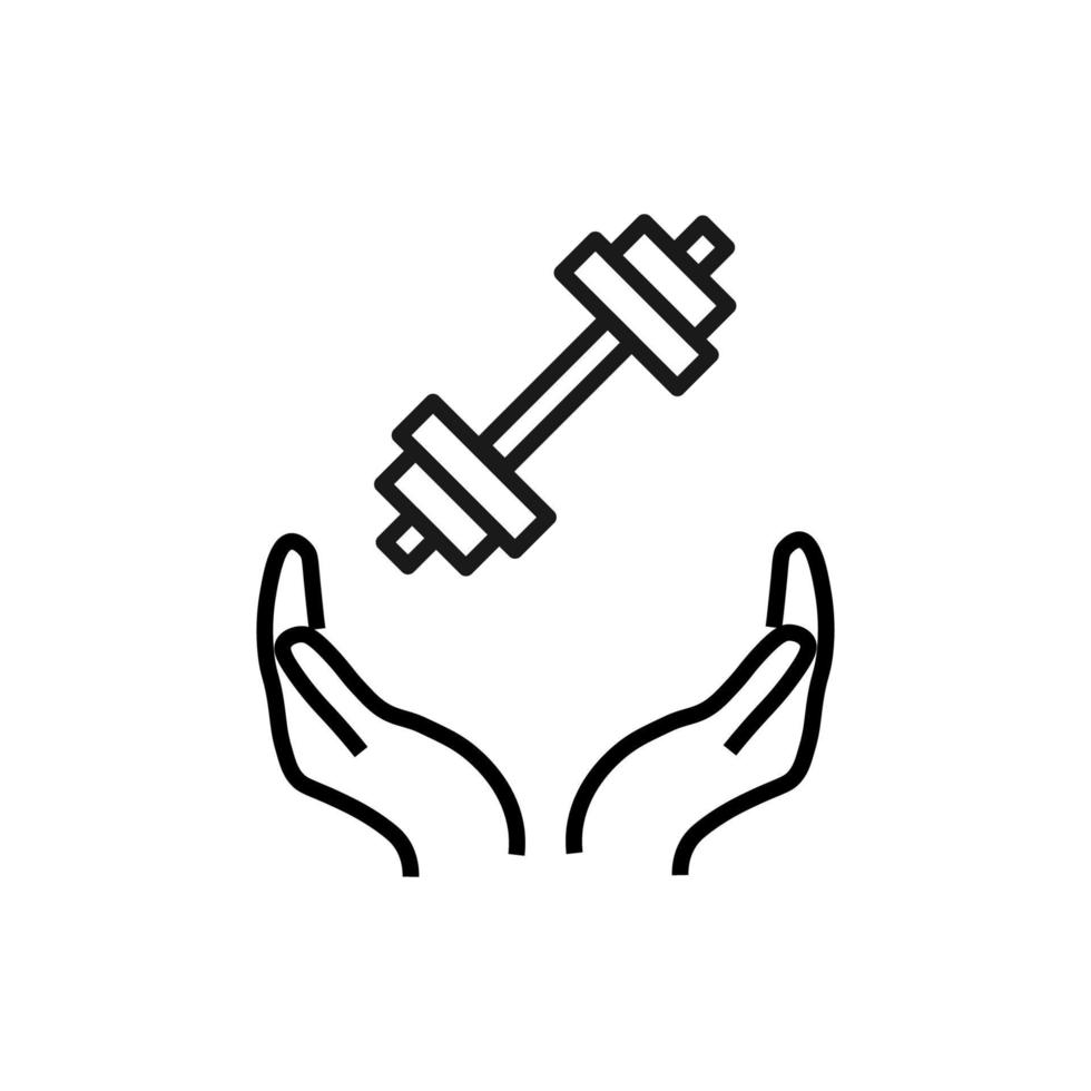 Support, present and charity concept. Modern vector sign drawn with black thin line. Editable stroke. Vector line icon of dumpling over outstretched hands