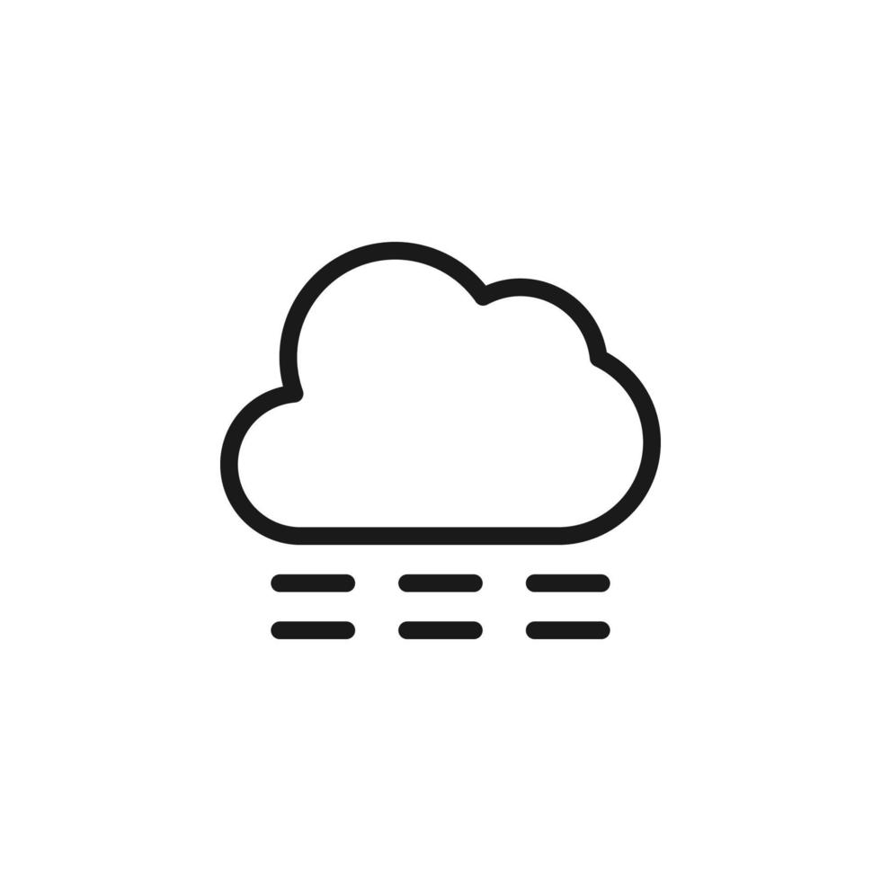 Forecast and weather concept. Minimalistic monochrome signs suitable for apps, sites, advertisement. Editable stroke. Vector line icon of rain or fog under cloud