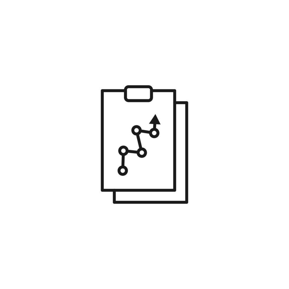 Document, office, contract and agreement concept. Monochrome vector sign drawn in flat style. Vector line icon of progress line on clipboard