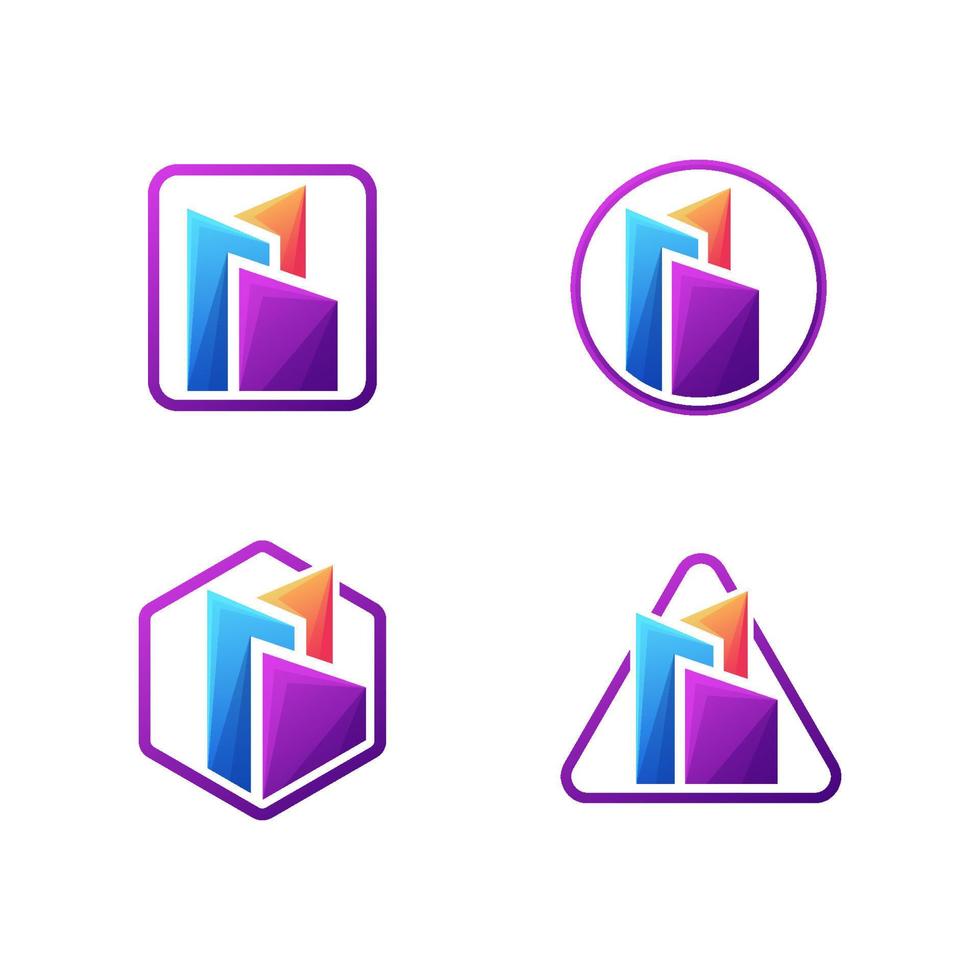 Real estate colorful logo design set vector