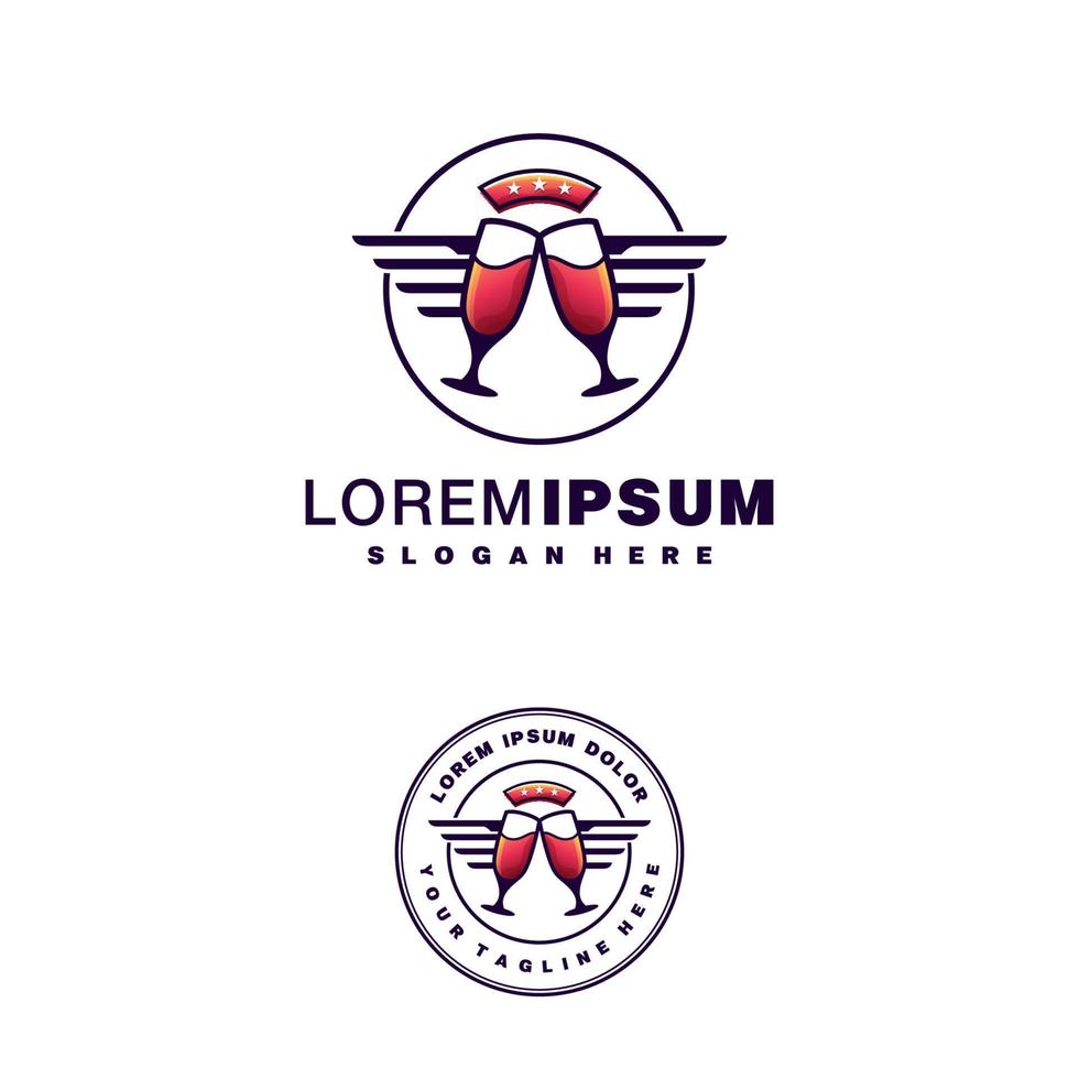 Wine and wings logo design vector