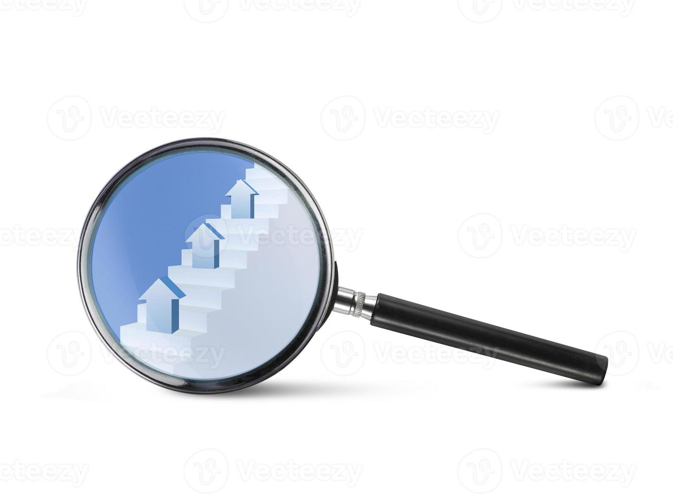 magnifying glass. business concept growth and the path to success photo