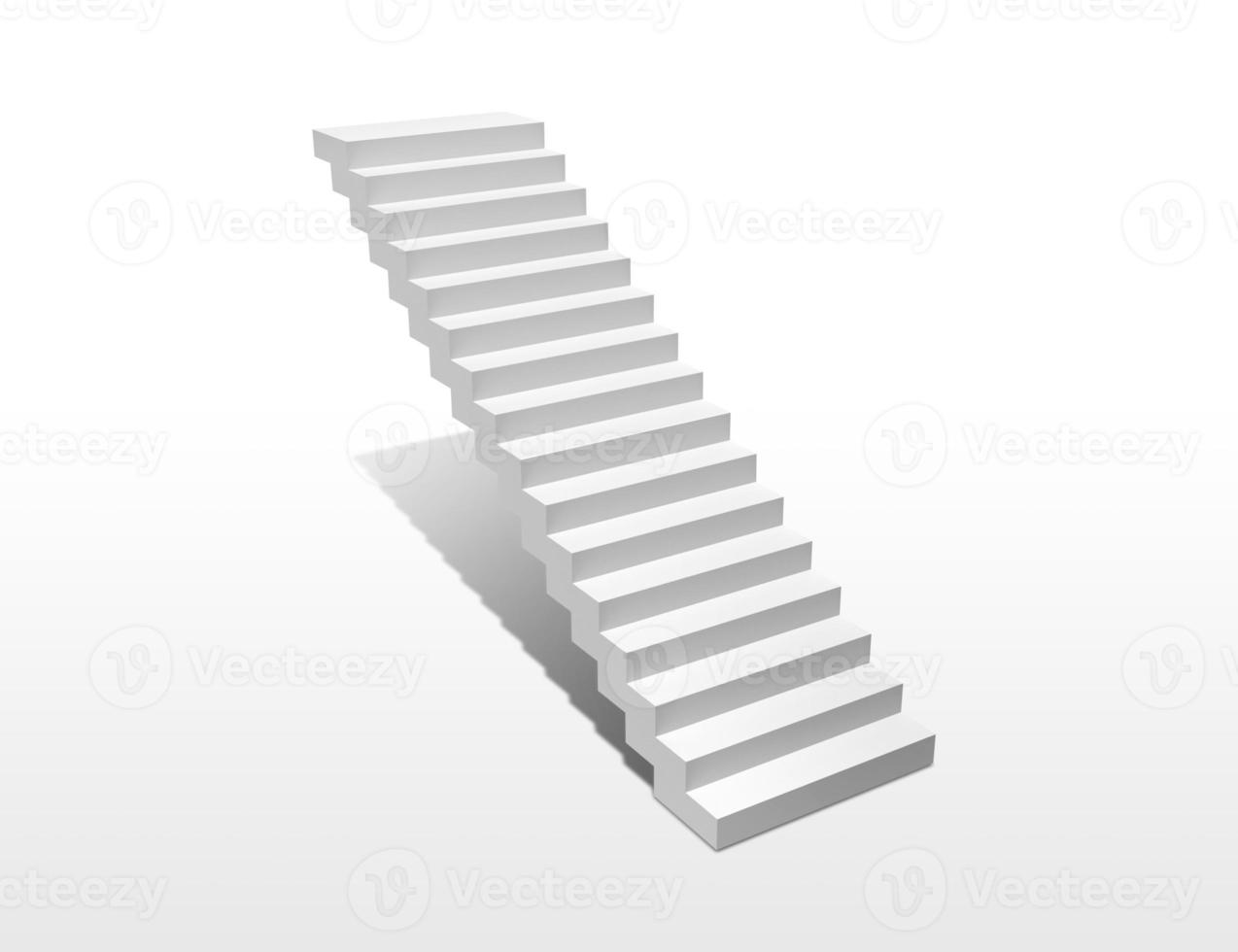 escaleras blancas aisladas en un fondo blanco. renderizado 3d foto