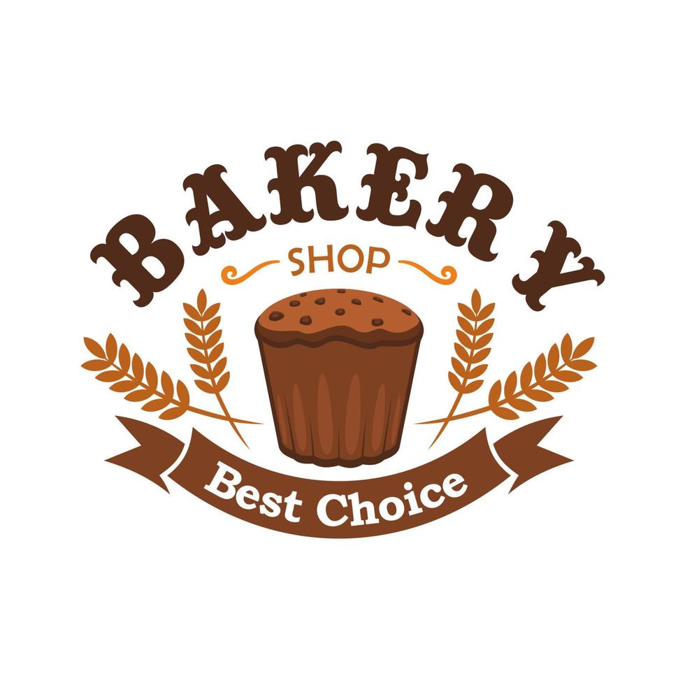 Fresh baked rye bread icon for bakery shop emblem vector