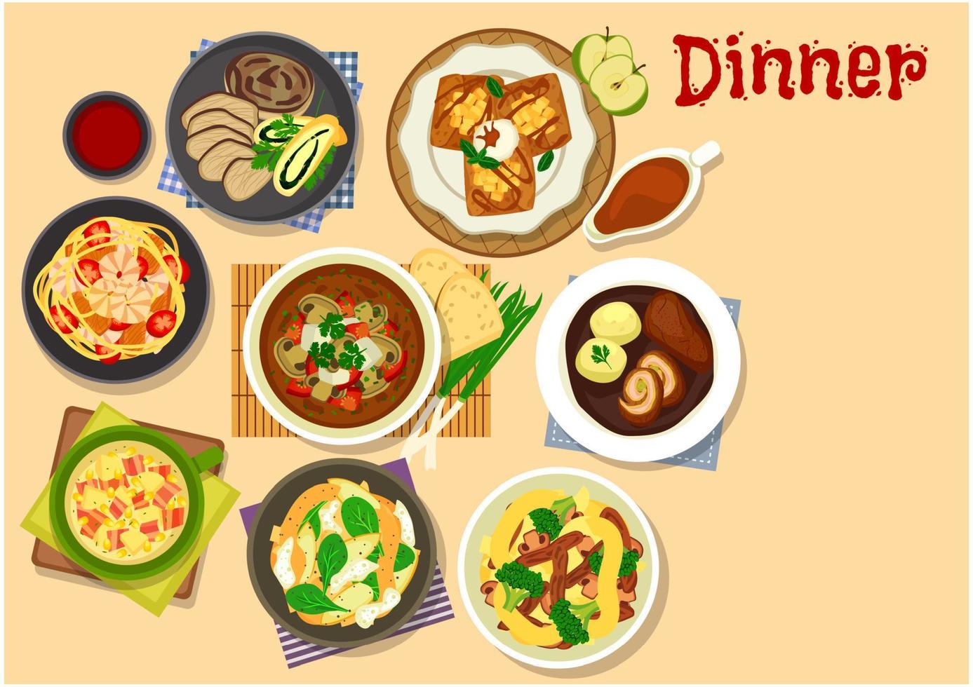 Healthy dinner icon for cafe menu design vector