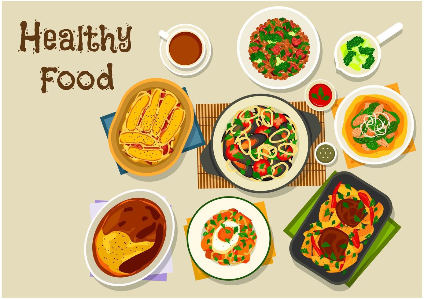 Lunch menu with exotic fruit dessert icon vector
