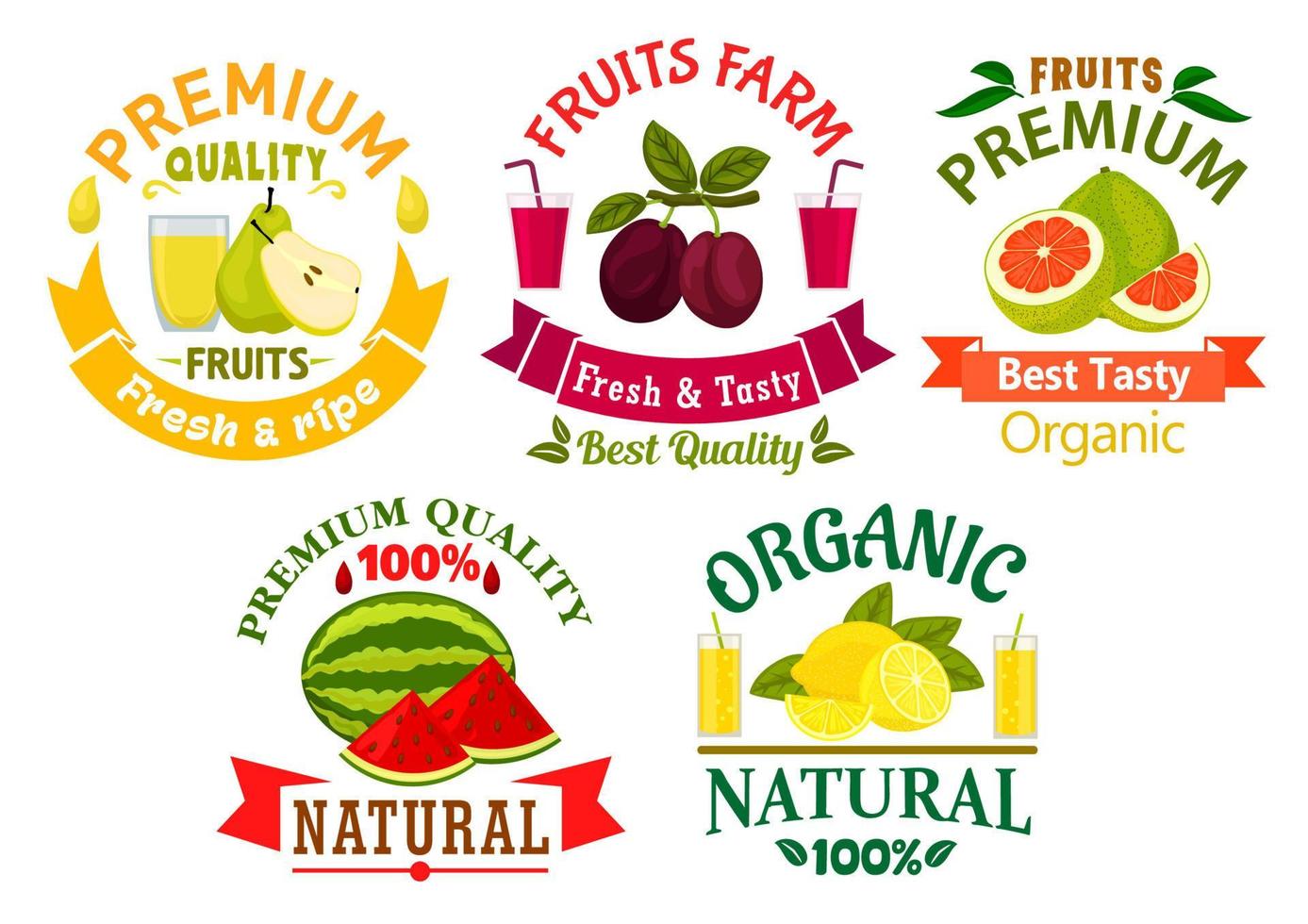 símbolos de frutas naturales para el diseño agrícola vector