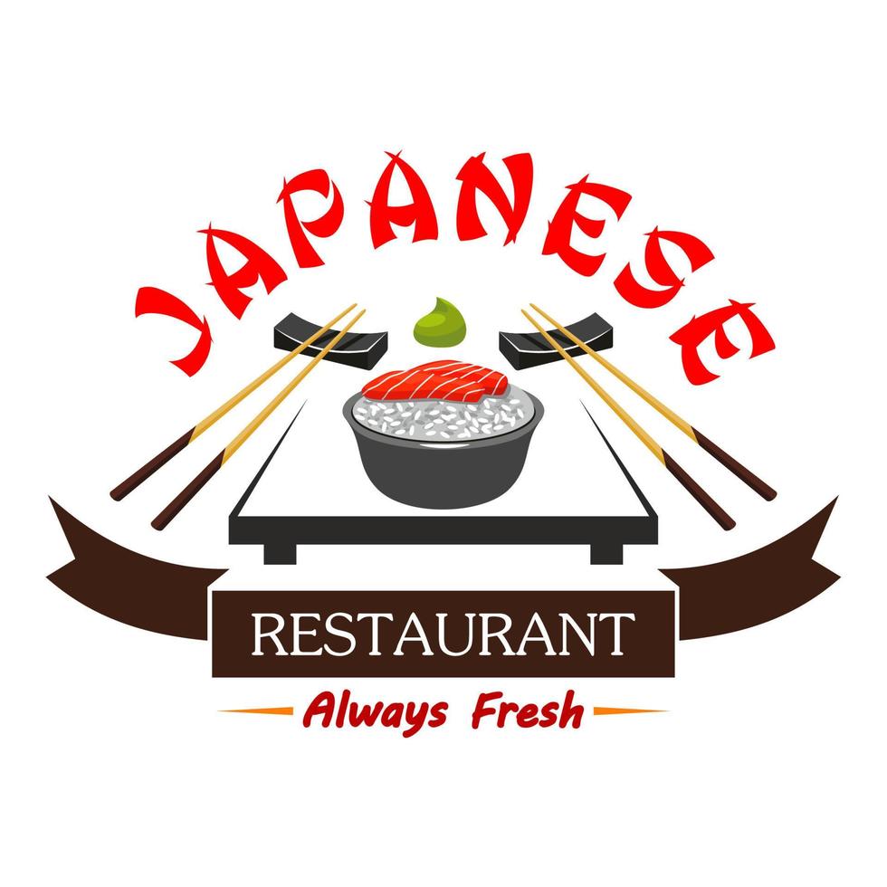 Japanese cuisine restaurant menu card label vector