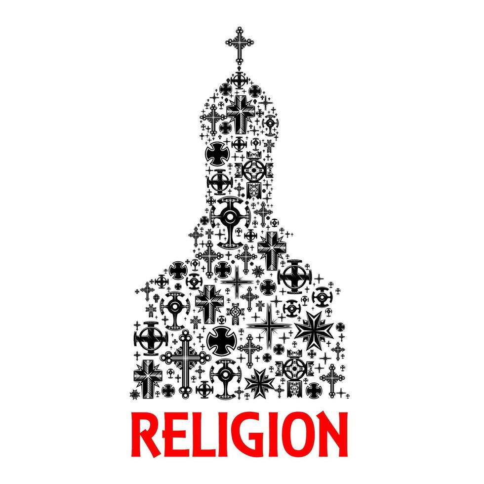 Church icon. Religion cross christianity symbols vector
