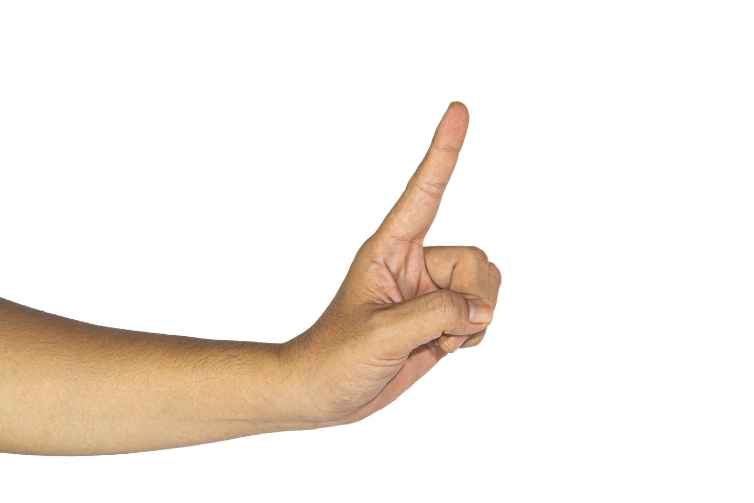 Male asian hand gestures isolated over the white background. photo