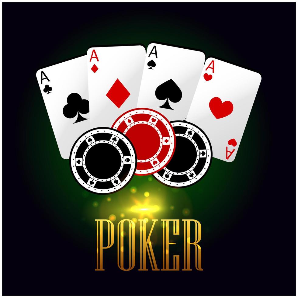 Poker banner with playing cards and chips vector
