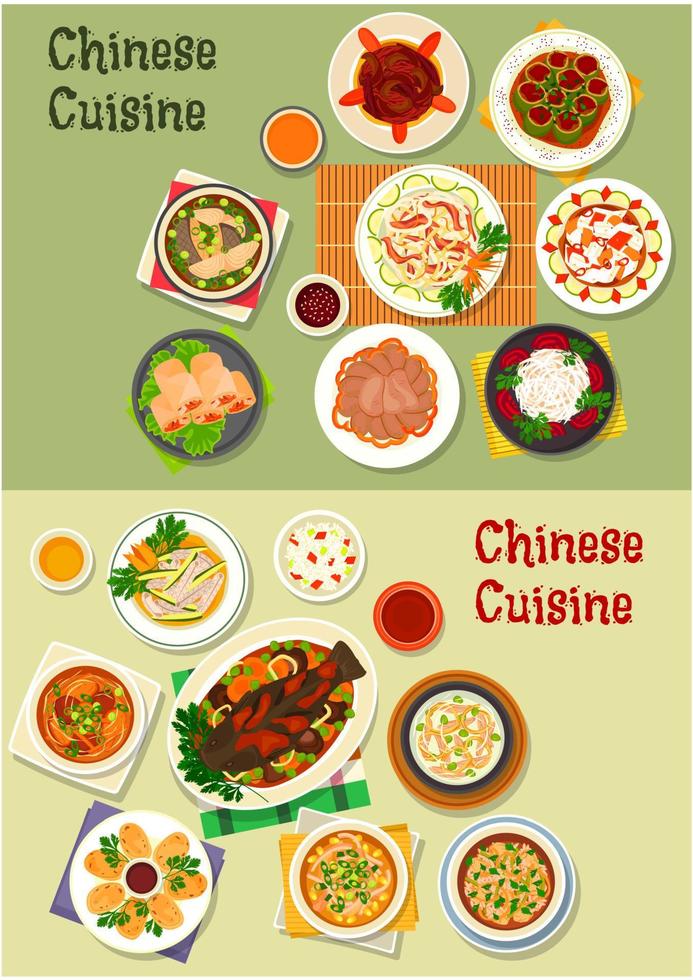 Chinese cuisine icon for oriental menu design vector