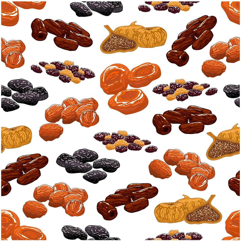 Dried fruit seamless pattern background vector