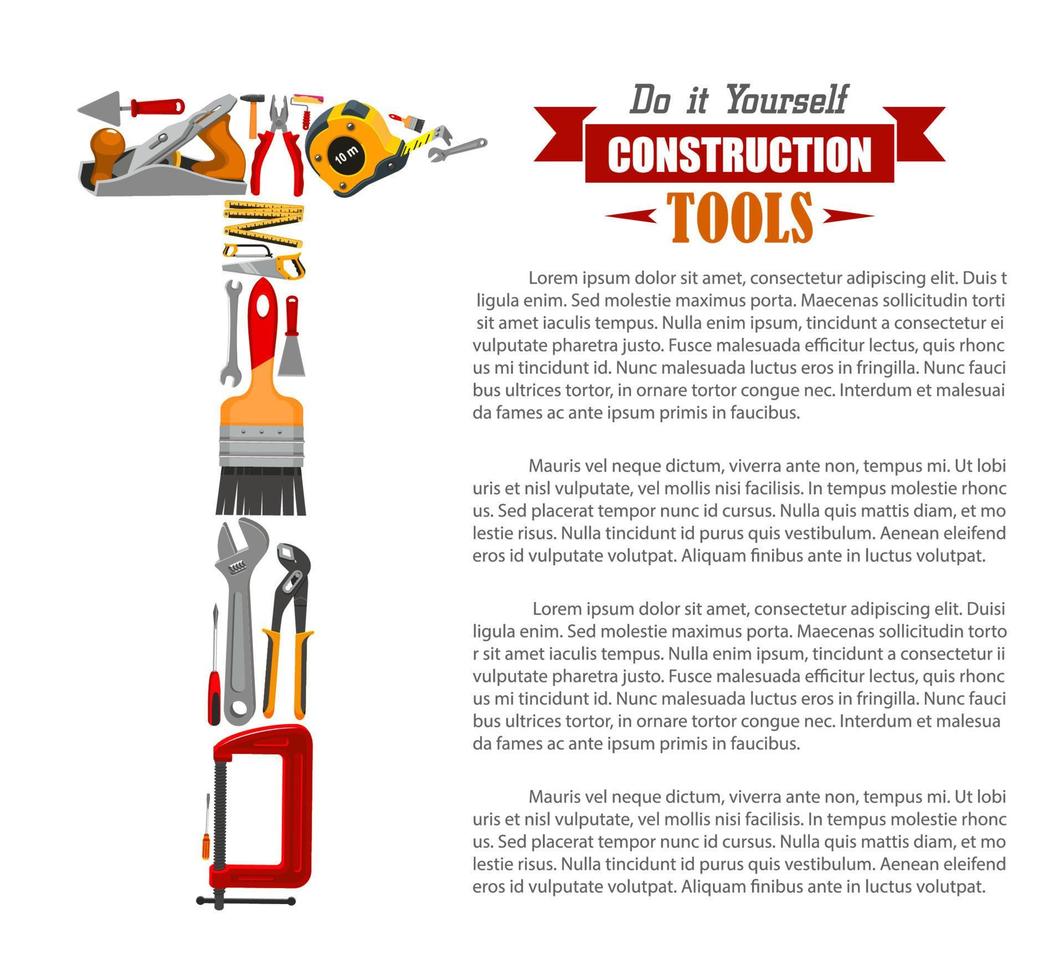 Poster of repair tools and construction items vector