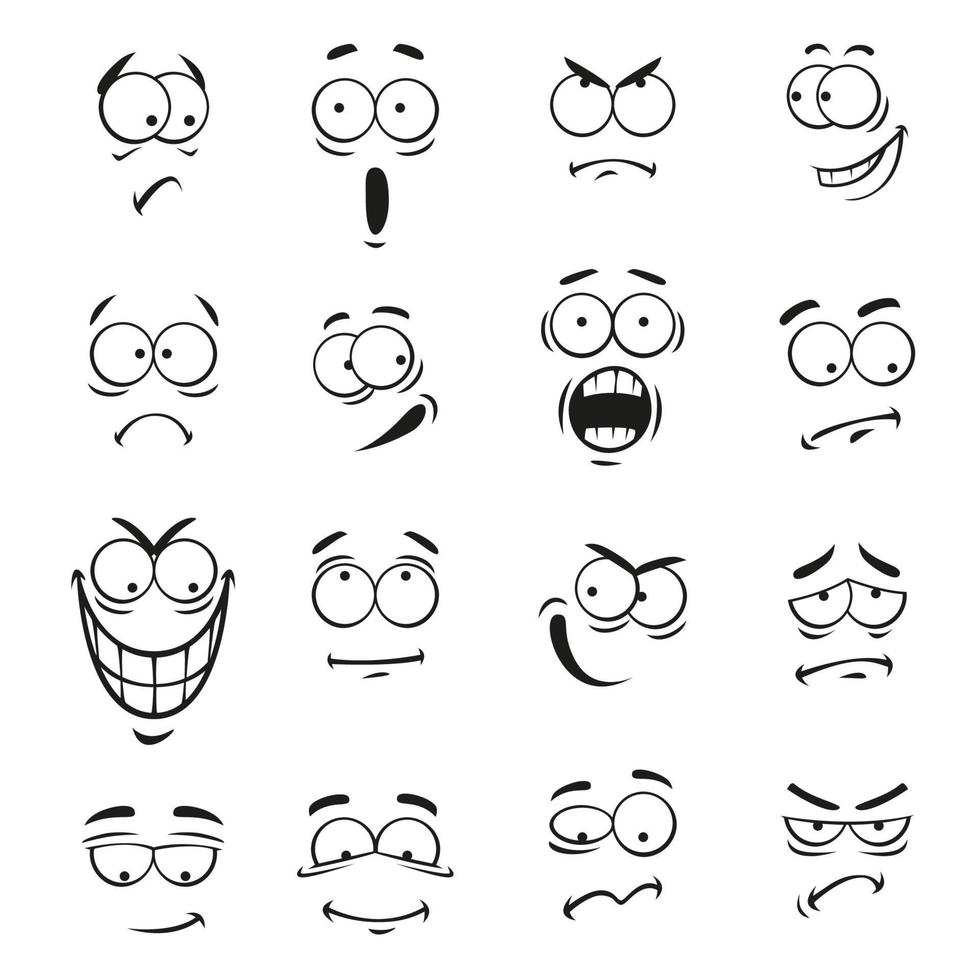 caras de emoticonos de dibujos animados humanos con expresiones vector