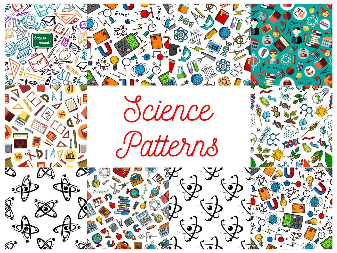 Science and knowledge seamless pattern wallpapers vector