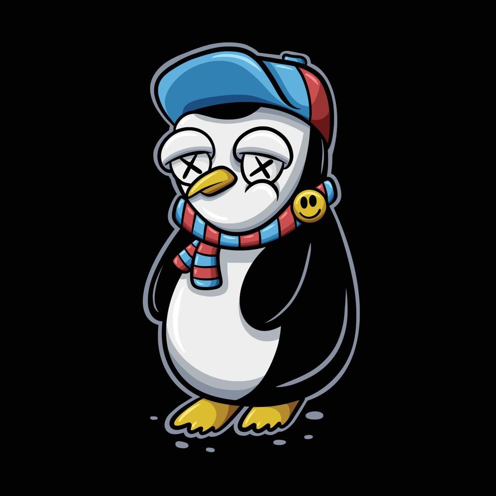 cool penguin streetwear cartoon vector