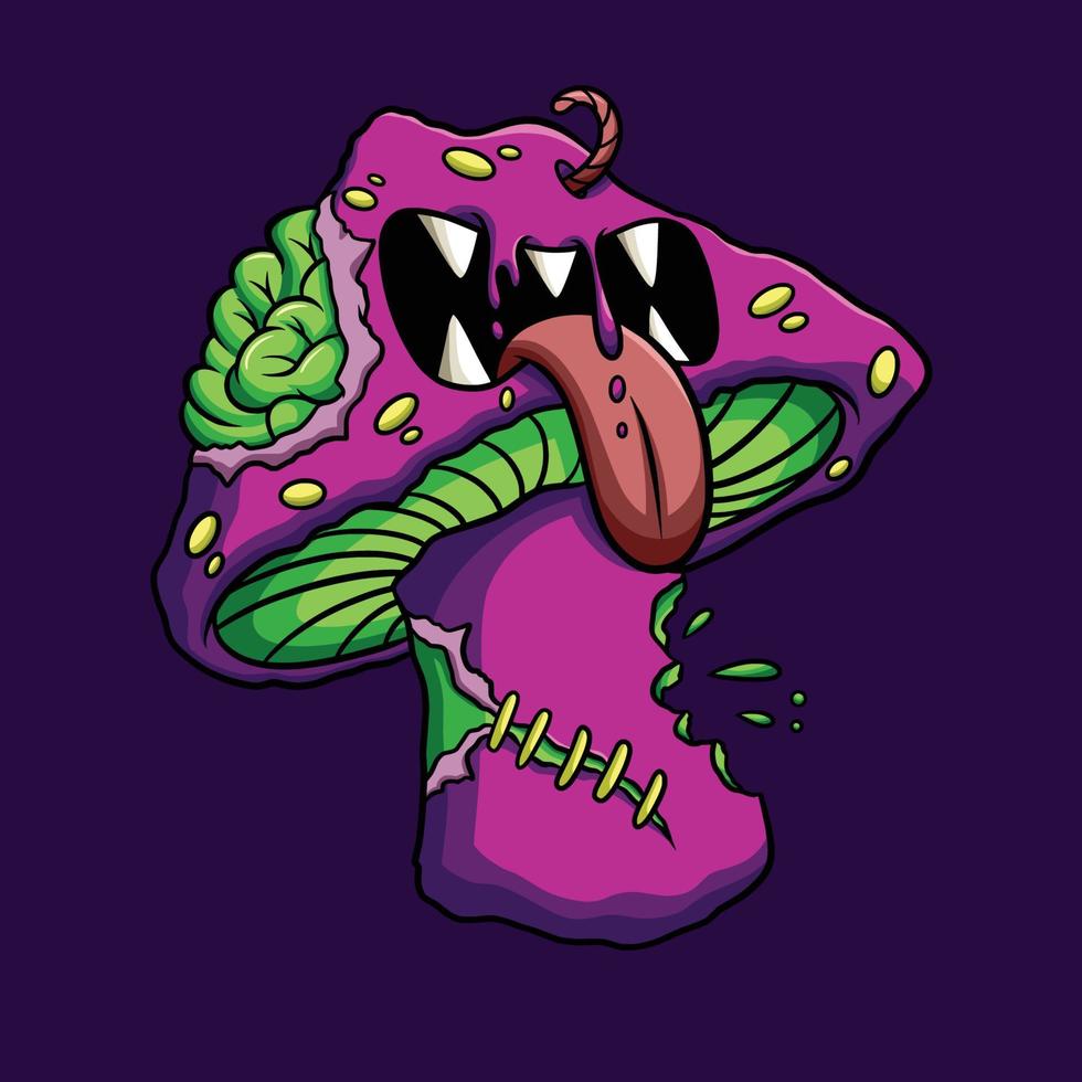 mushroom monster streetwear cartoon vector