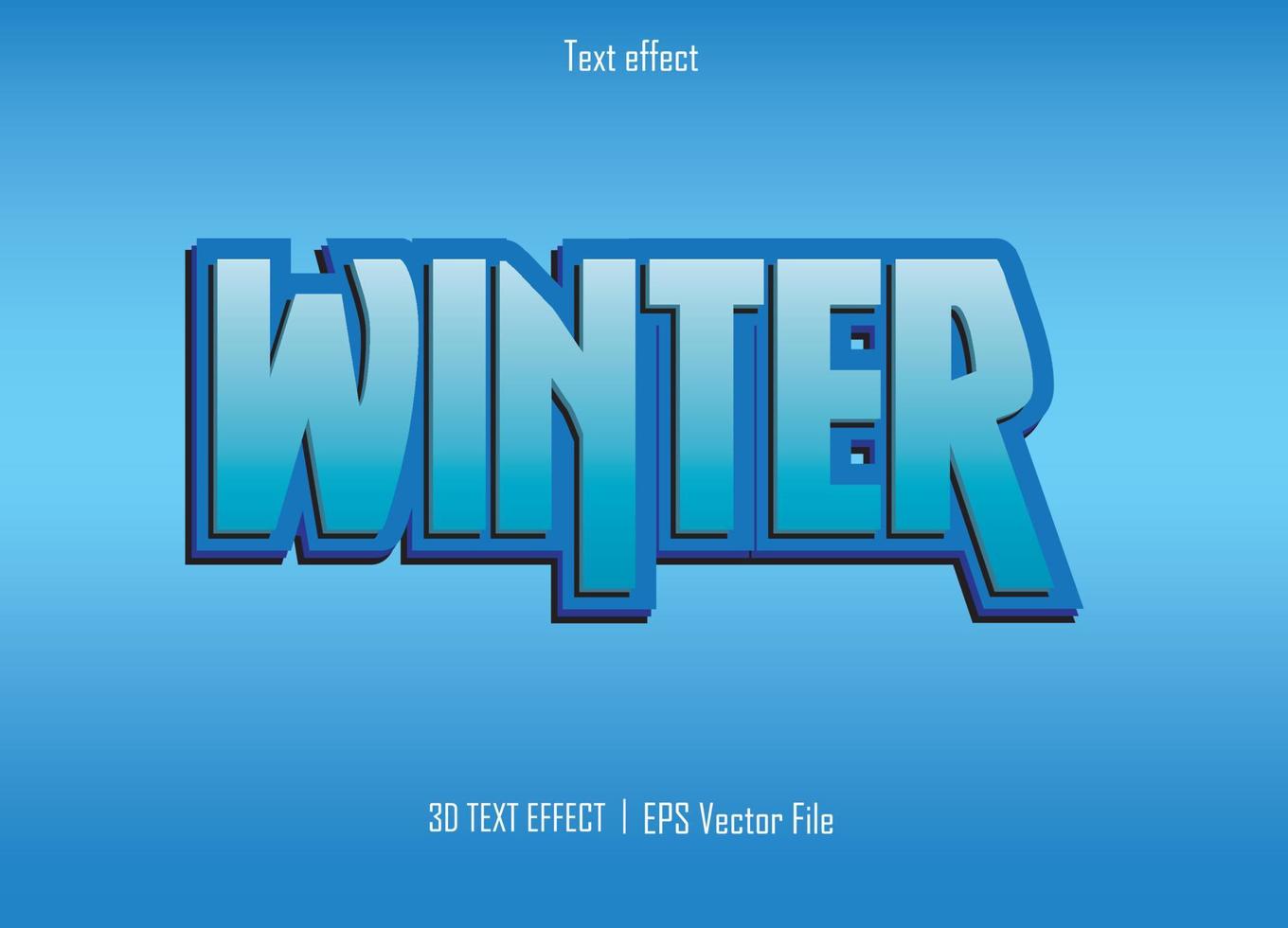 winter vacation text effect and illustration. vector