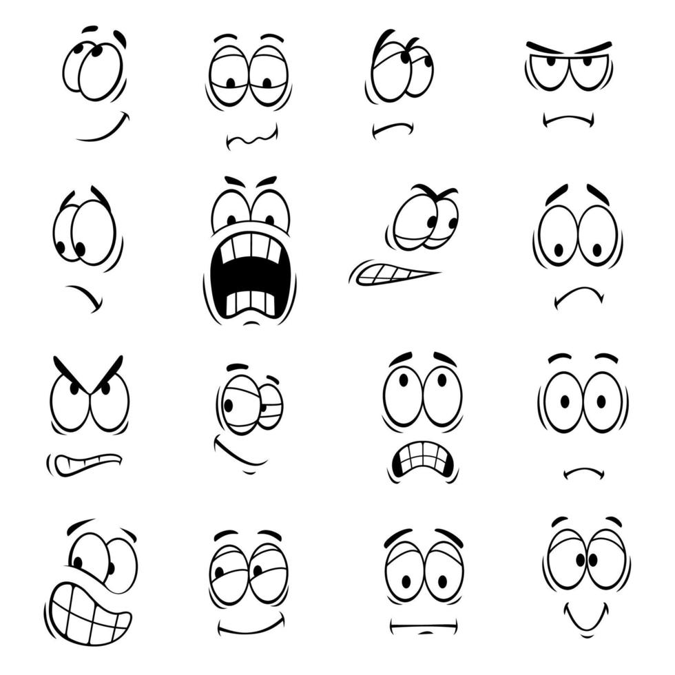 Human cartoon eyes emoticons symbols vector