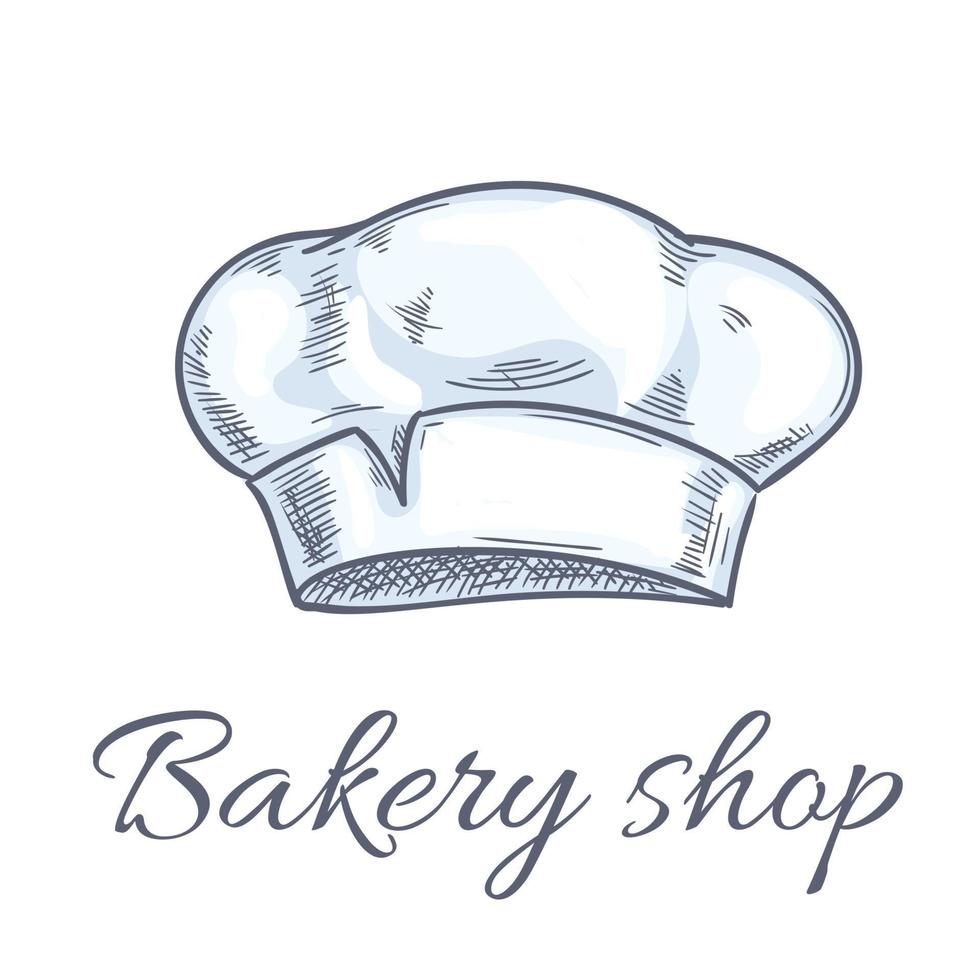 Baker hat vector sketch for bakery shop emblem