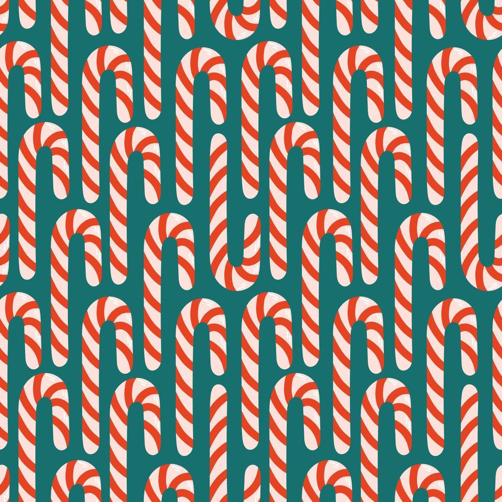 Ilustración de vector de diseño plano simple de patrones sin fisuras de caña de navidad