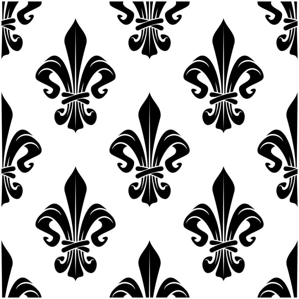 Black and white royal fleur-de-lis pattern vector