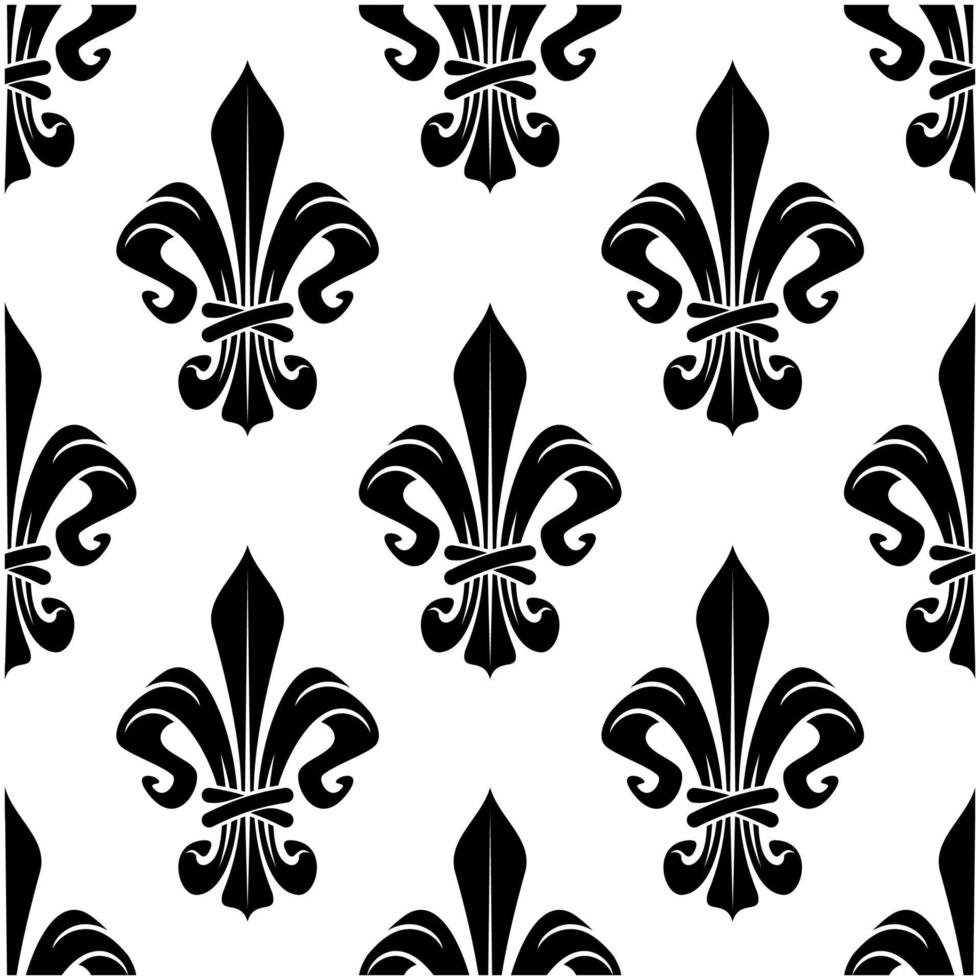 Black and white royal fleur-de-lis pattern vector