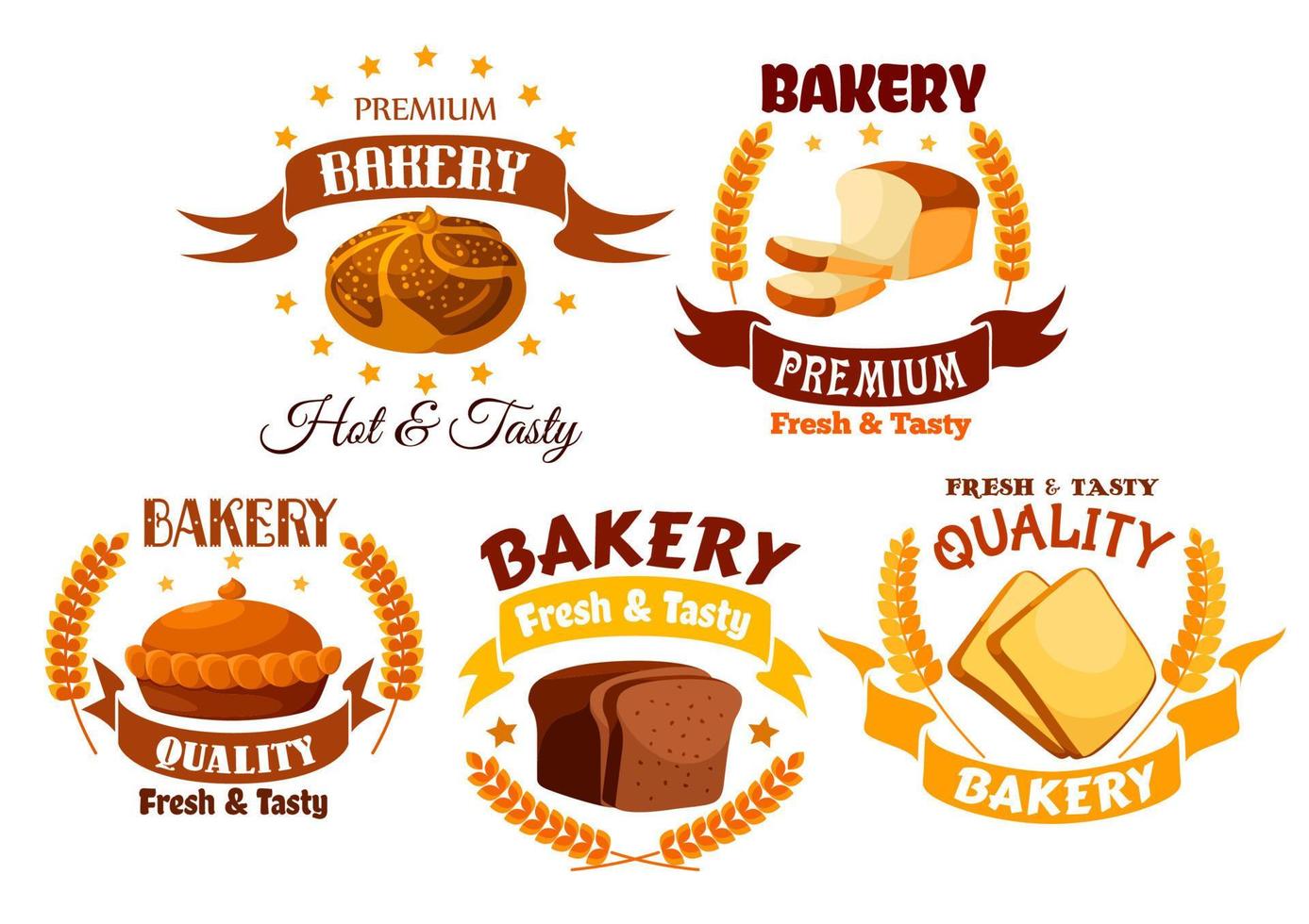 conjunto de etiquetas de productos de panadería vector