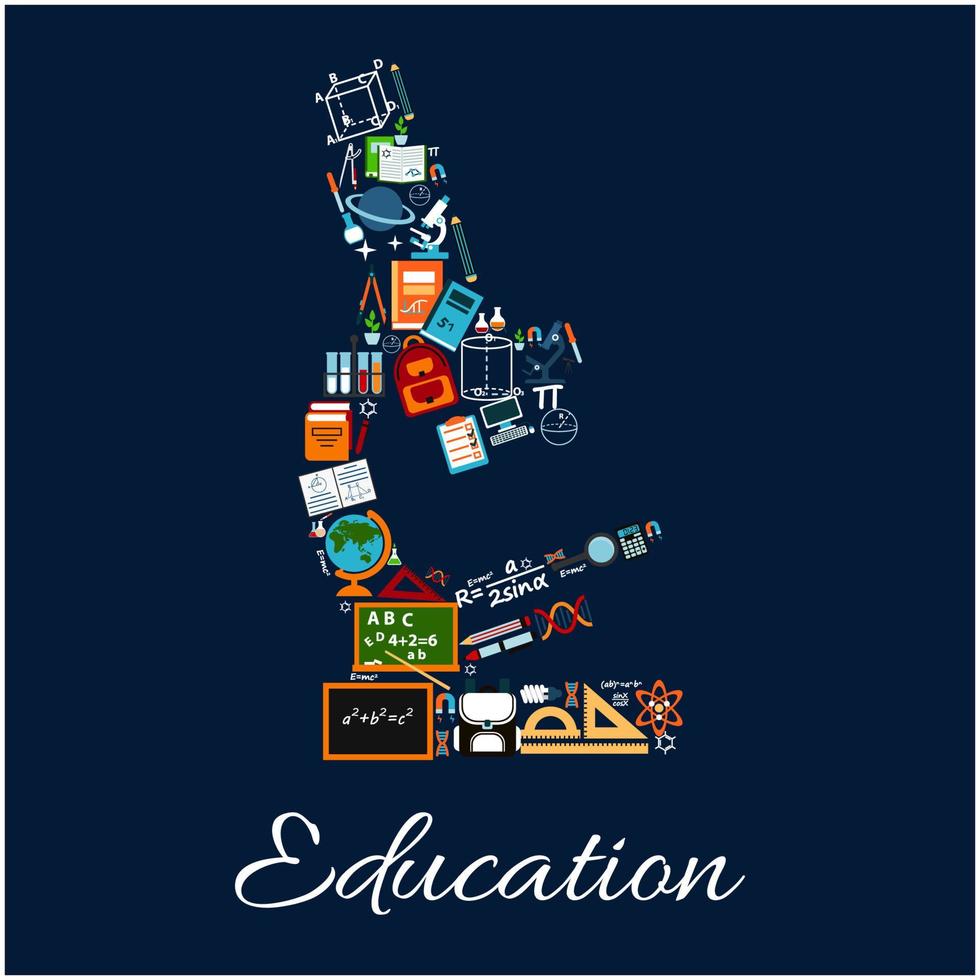 Education microscope symbol of science icons vector