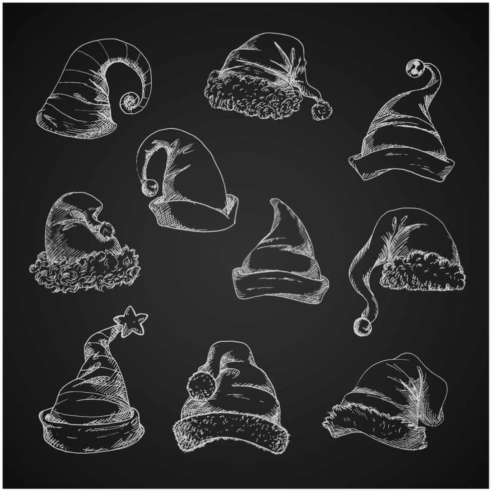 Santa hats vector sketch icons