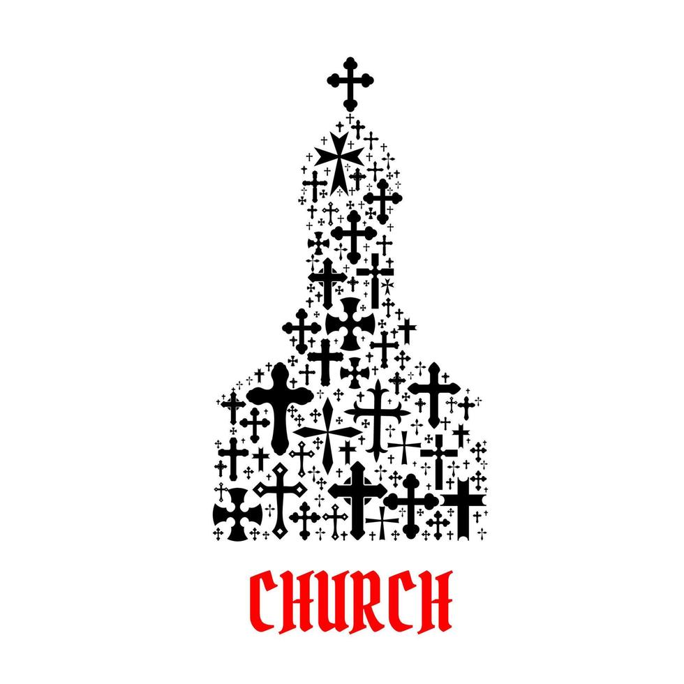 Church icon. Religion cross christianity symbols vector