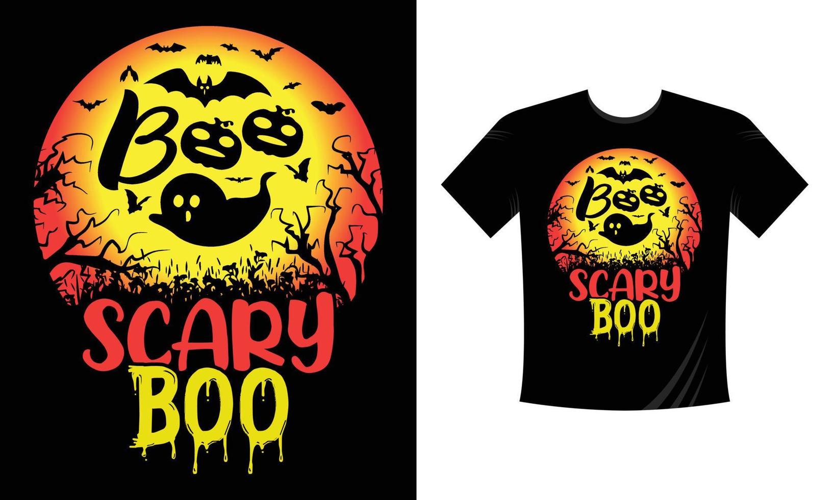 Scary Boo - Halloween T-Shirt Design. Halloween Vector Graphic. Halloween T-Shirt illustration. Beautiful and eye-catching Halloween vector