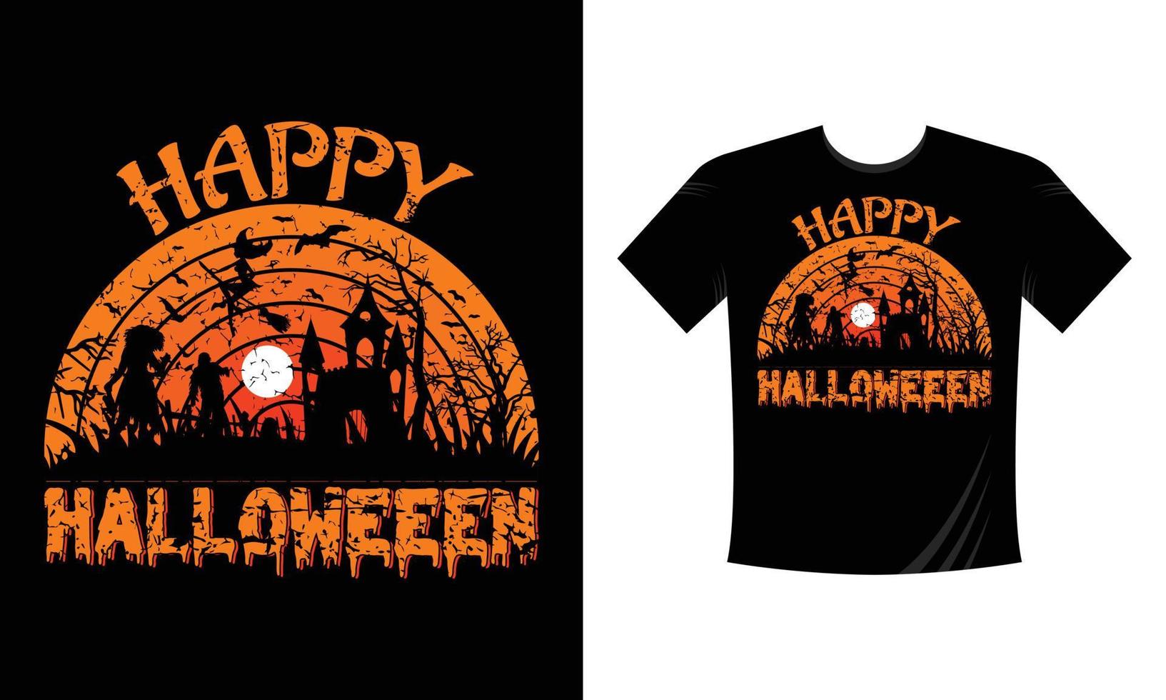 Happy Halloween - Cute Scary Halloween T-shirt Design Vector. Good for Clothes, Greeting Card, Poster, and Mug Design, eps vector