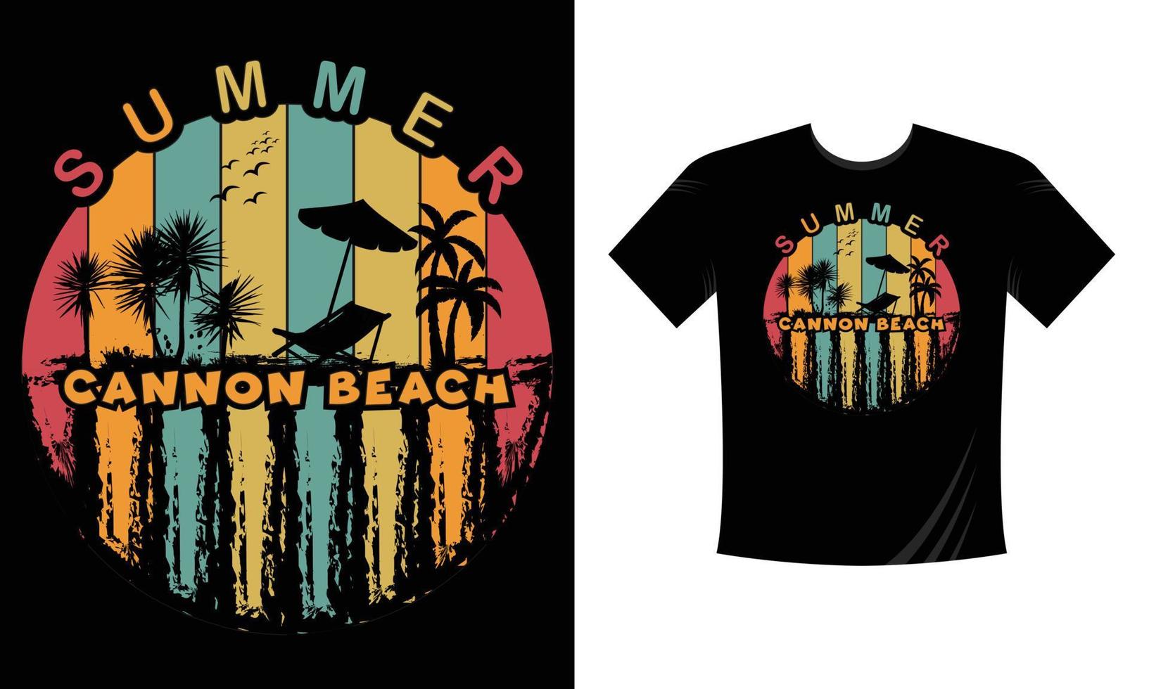 Cannon Ocean Beach Circle elegante camiseta y ropa de diseño moderno con siluetas de palmeras, tipografía, impresión, ilustración vectorial. muestras globales vector