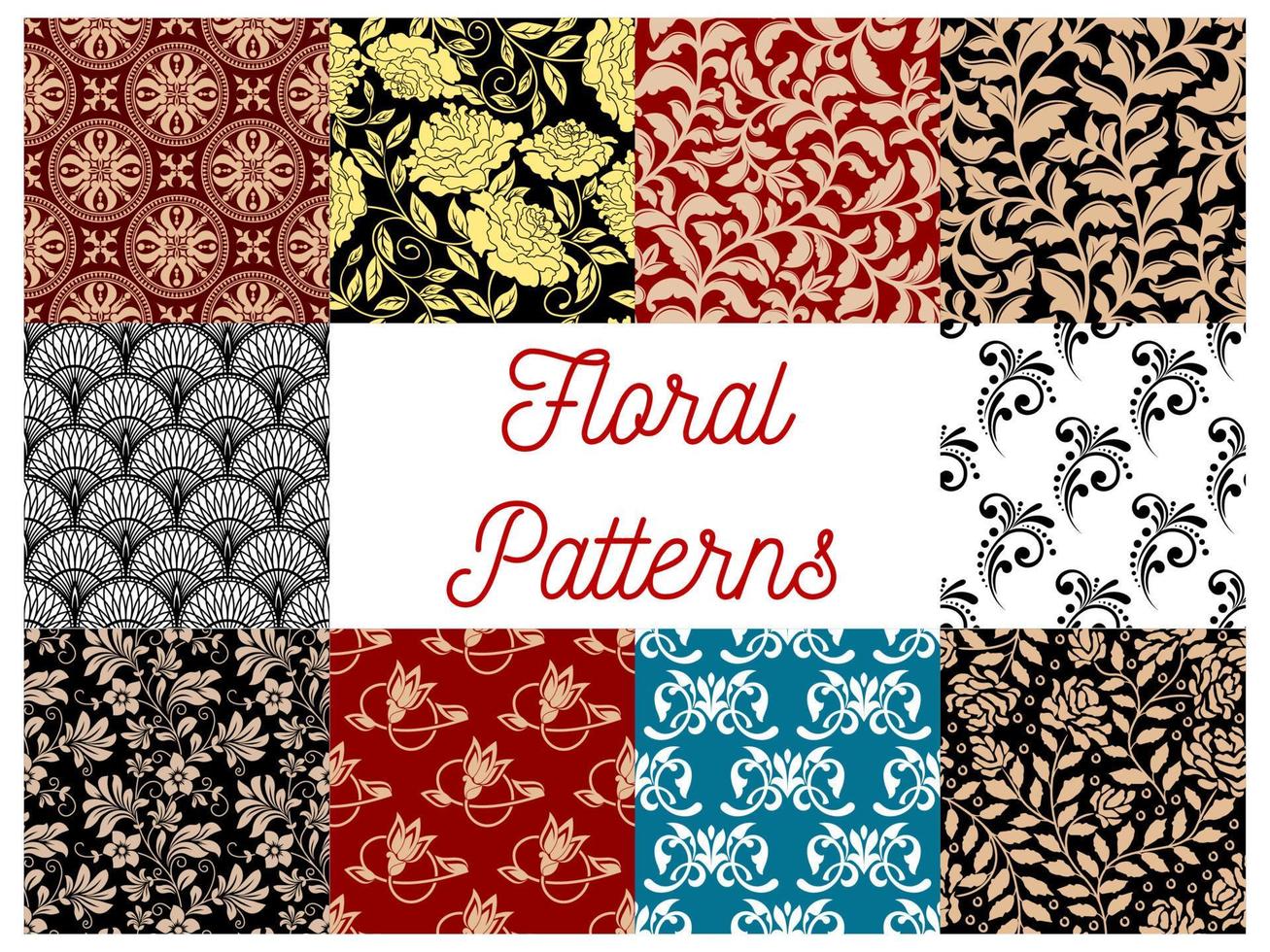 patrones de decoración floral sin costuras vector