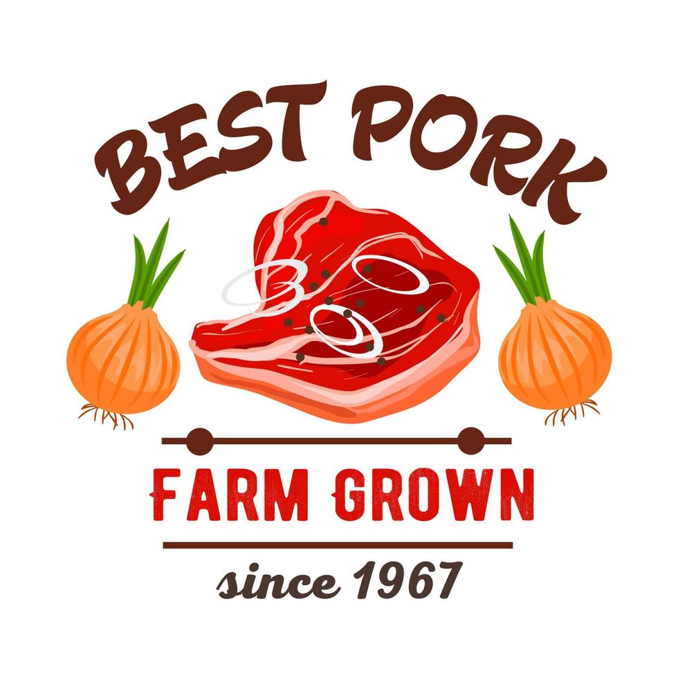 Butcher shop best pork meat vector icon