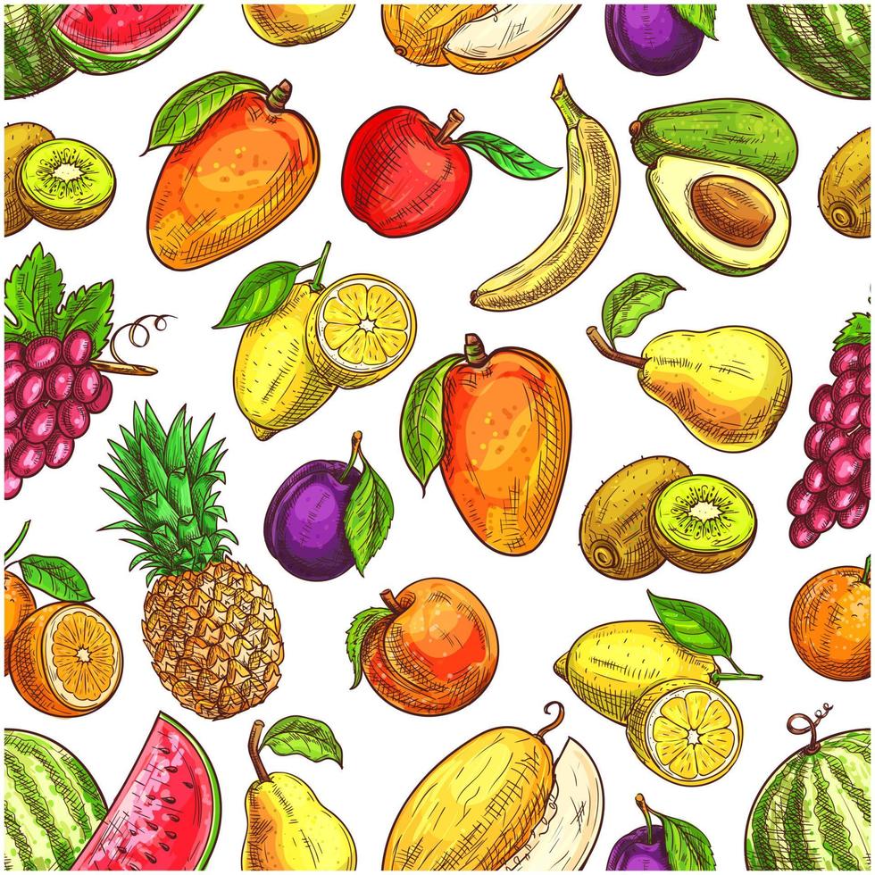 Fruit seamless pattern for food and drink design vector