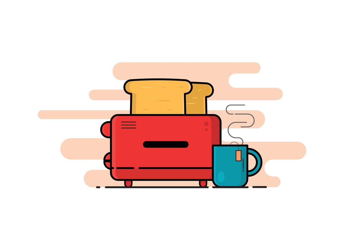 tostadora con ilustración de tostadas vector