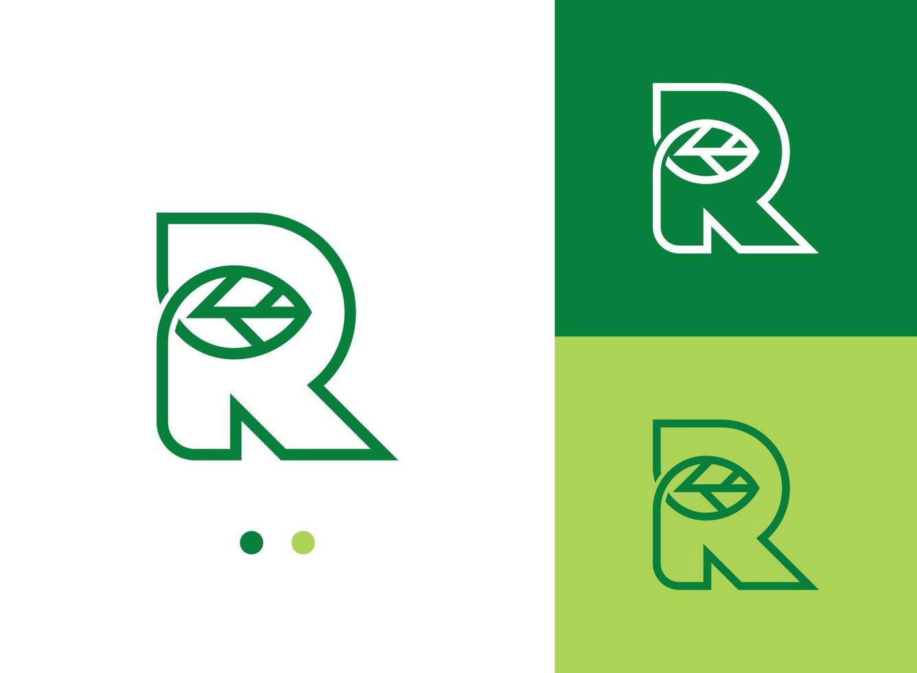 logotipo de la hoja de la letra r vector