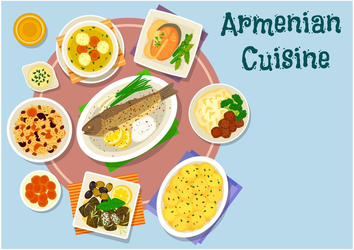 Armenian cuisine dinner icon for menu design vector